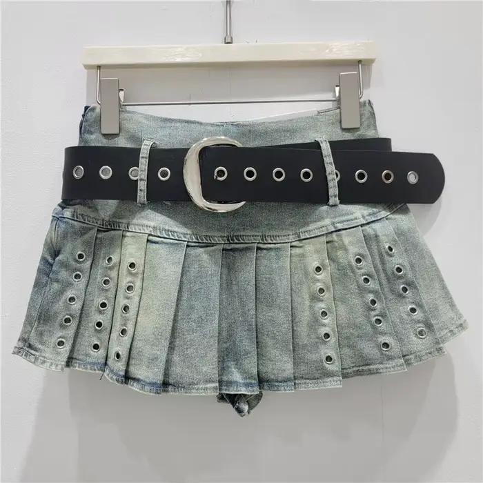 Jupe en jean plissée mini DEAT pour femme