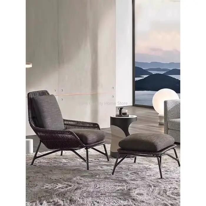 Chaise nordique en rotin pour balcon extérieur, Villa, cour, jardin, salle de soleil, loisirs en plein air, canapé tissé en corde paresseuse