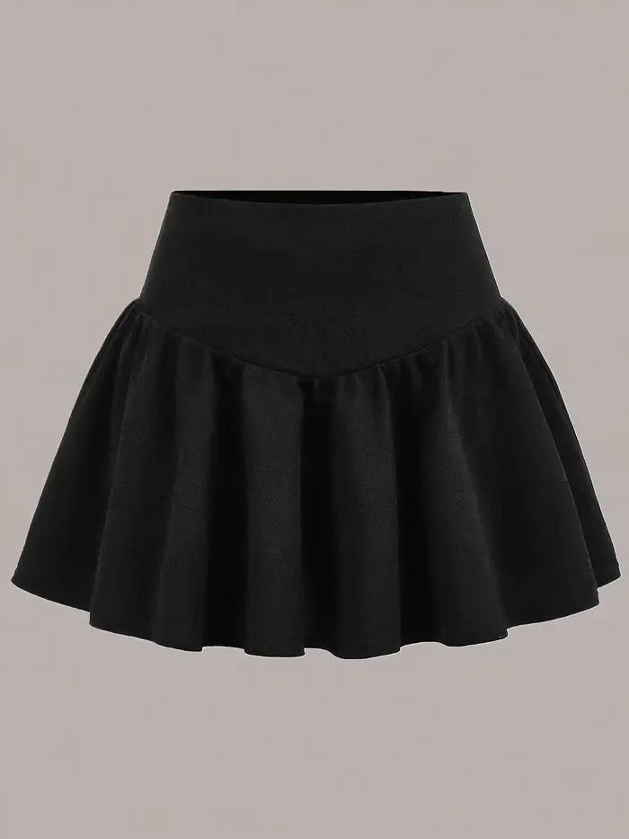 Jupe courte noire à volants pour filles, nouveau style d'été, design de jupe bouffante à taille haute, jupe à plusieurs niveaux de couleur unie polyvalente pour enfants, tissu léger et fluide, confort