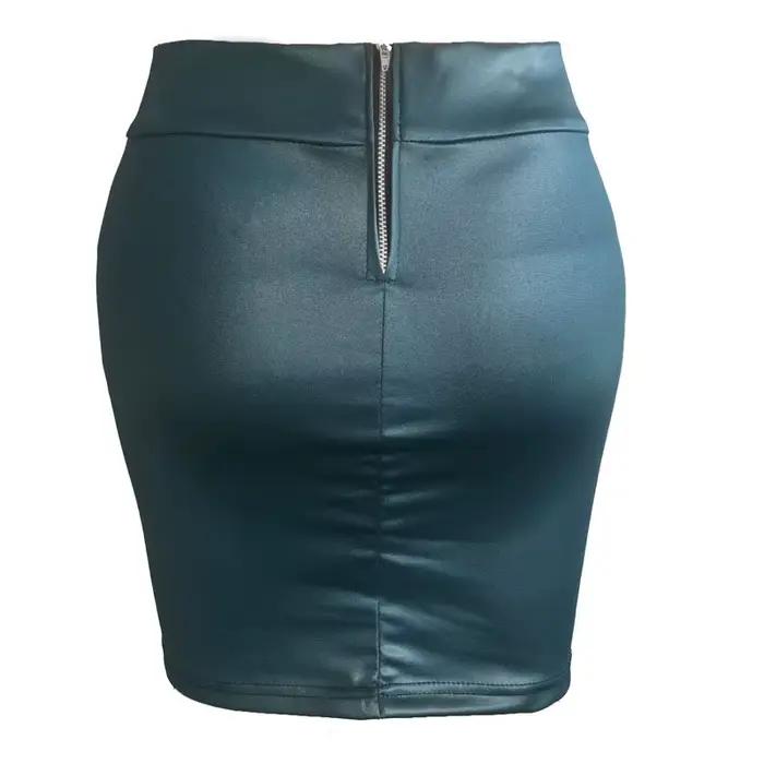 Jupe en similicuir taille haute mini coupe couverte polyester décontracté été pour femmes occasions spéciales style streetwear