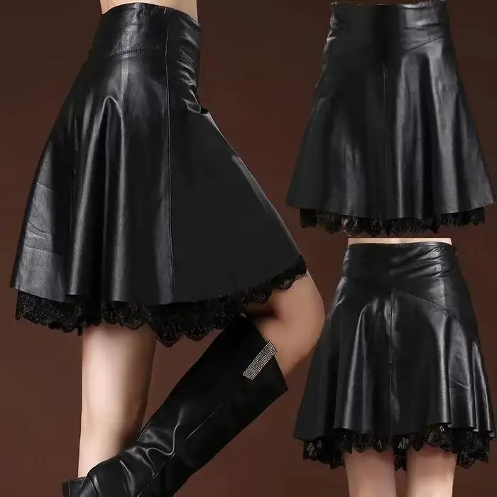 Jupe en cuir PU pour femmes