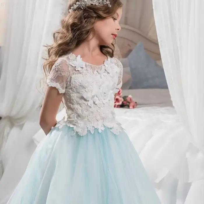 Robe de bal pour filles, robe de princesse bouffante, robe longue en tulle pour demoiselle d'honneur, soirée, mariage, récital de piano, fête, bal de promo