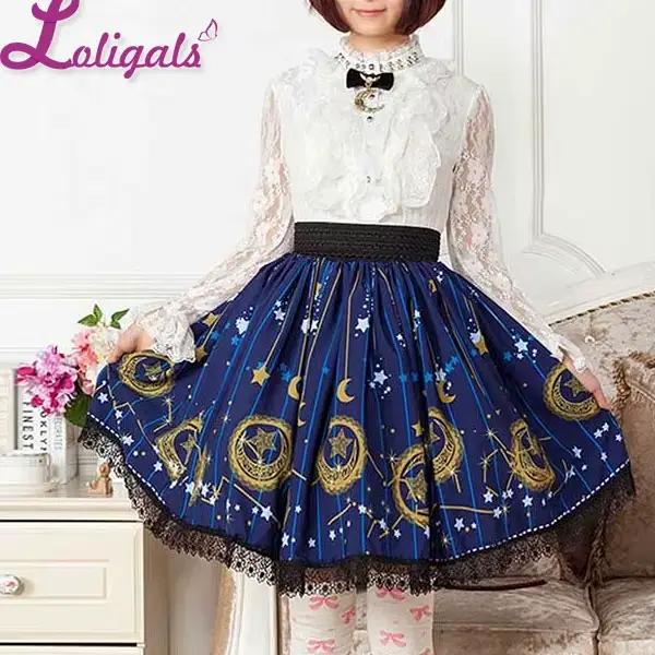 Mori Girl – jupe patineuse bleue