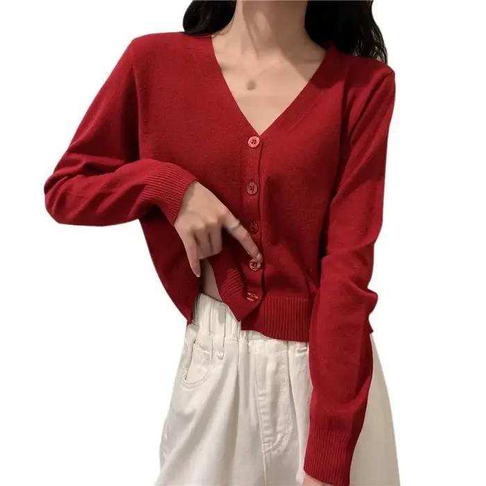 Cardigan court à manches longues pour femmes