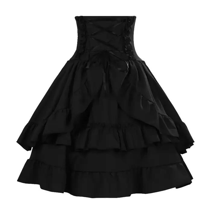 Jupe florale en dentelle Steampunk médiévale pour femmes, asymétrique, haute et basse, à volants, Corsets Burlesque victoriennes, Clubwear