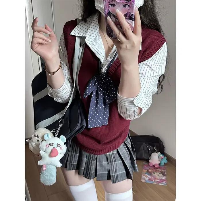 Nouvelle Mini-jupe Plissée Kawaii à Carreaux pour Femme, Style Lolita Cutecore avec Nœud, Taille Haute, Coupe Évasée, Style Harajuku Japonais JK, Été