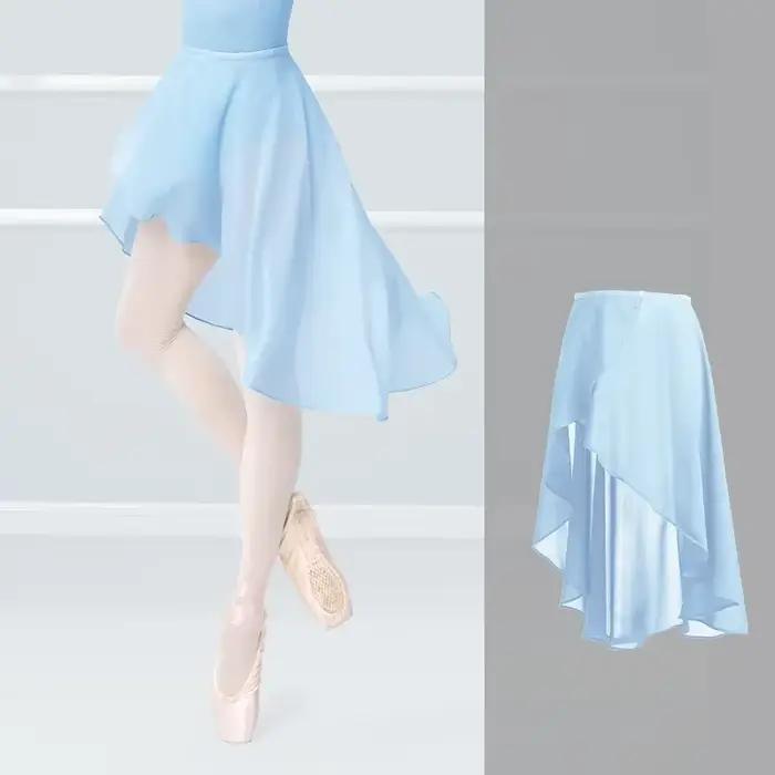 Jupe portefeuille de Ballet en mousseline de soie pour femmes, jupe de danse classique, taille adulte, boucle réglable, jupe de maillot de bain irrégulier pour adolescents
