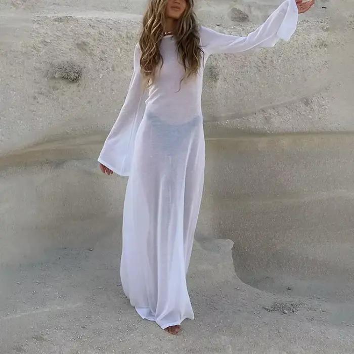 Robe Maxi en Maille Transparente pour Femme