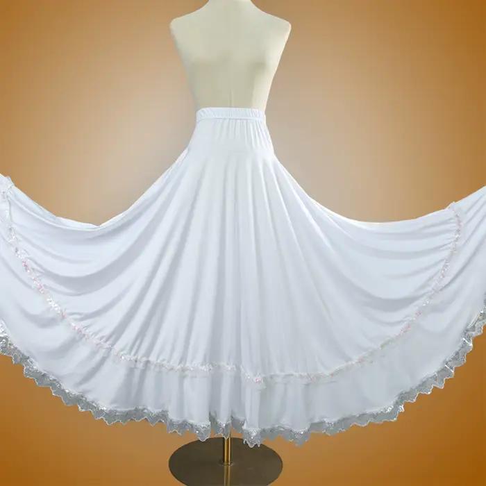 Femmes jupe de danse Flamenco cercle complet taille haute à volants jupes Maxi ventre carré