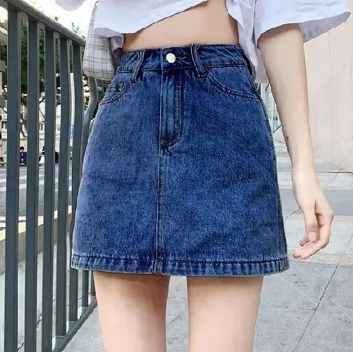 Femmes jupe en jean été taille haute décontractée a-ligne Mini jupes Streetwear Faldas Mujer mode coréenne