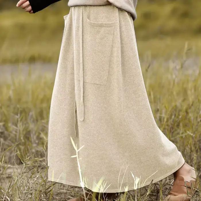 Jupe longue en laine pour femme