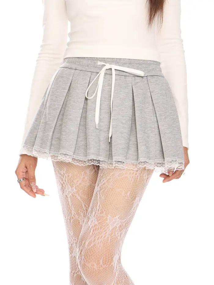 Jupe plissée en dentelle Patchwork de haute qualité