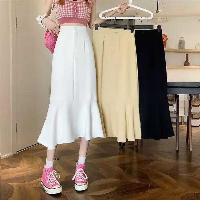 Jupe sirène à volants taille haute pour femmes