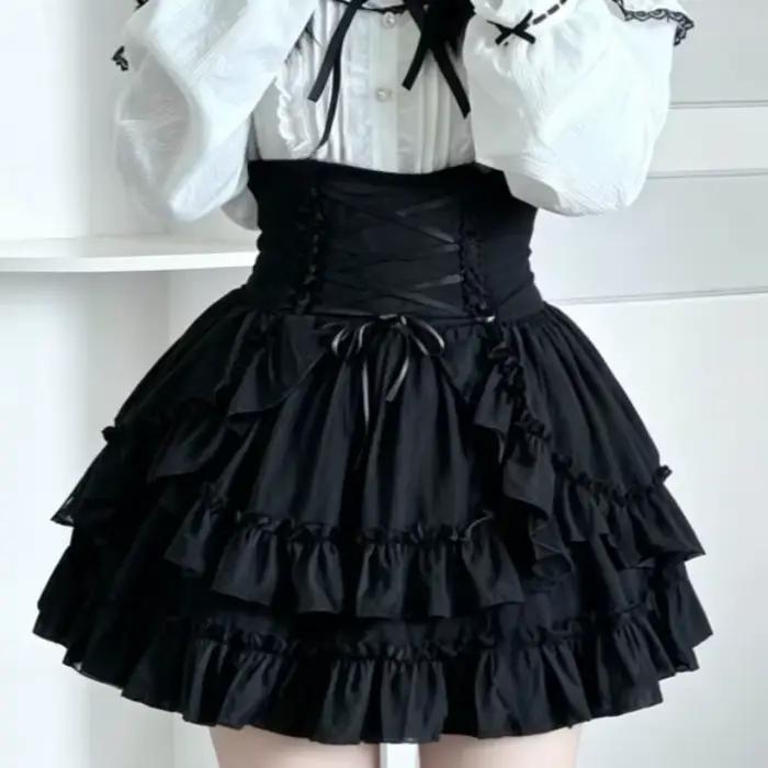 Jupe Gothique Rétro Y2K Lolita pour Femme