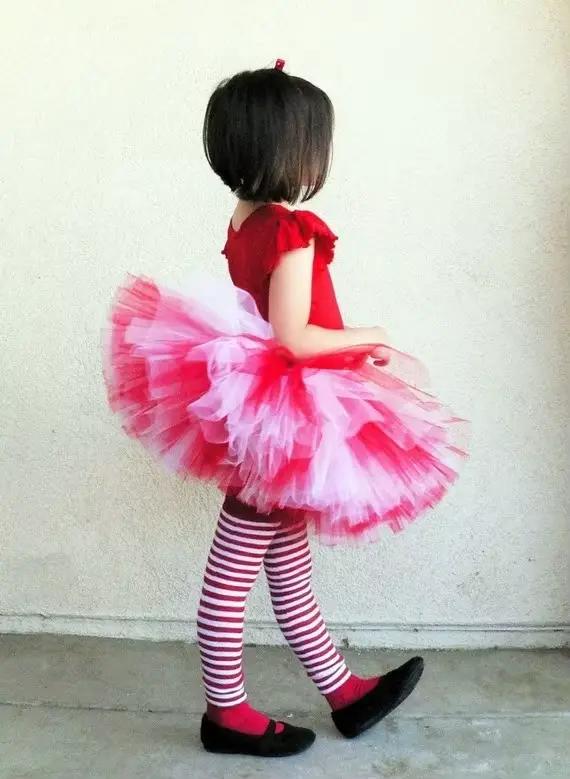 Jupe Tutu rouge blanc couleur filles Costume de fête de vacances de noël