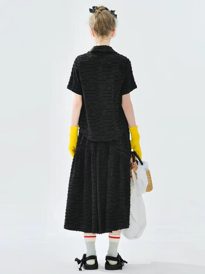 Vêtements féminins, jupe longue, silhouettes en A, jupe longue midi texturée et ample, tenue décontractée pour femme, style streetwear