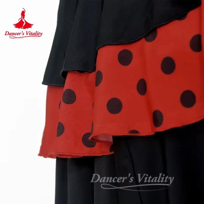 Costume de danse flamenco pour femmes adultes, jupe à plusieurs couches à taille haute amincissante, pour spectacles sur scène, vitalité de la danseuse