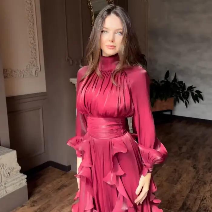 Robe de soirée musulmane Eid femmes Abaya à volants Jalabiya Ramadan robes longues automne robes Largos arabe longue Robe maroc caftan