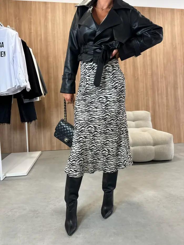 Jupe midi à taille haute pour femme