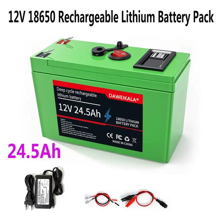 Batterie au lithium 18650 12V à longue durée de vie, 24,5 Ah, pour tricycle, scooter, chariot de golf, chariot, batterie rechargeable