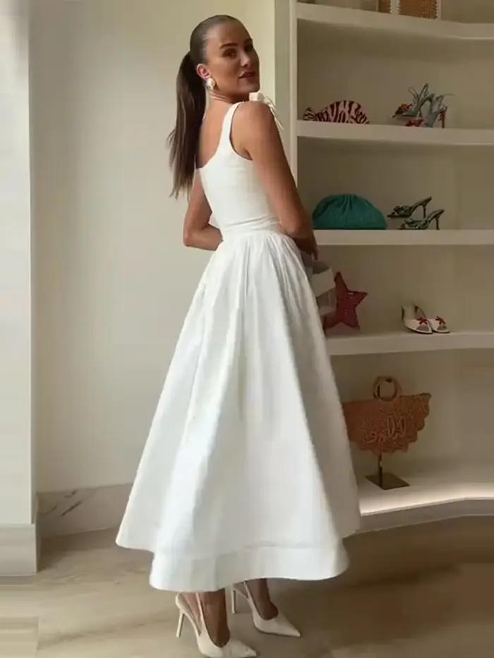 Robe longue à nœud élégant pour femmes