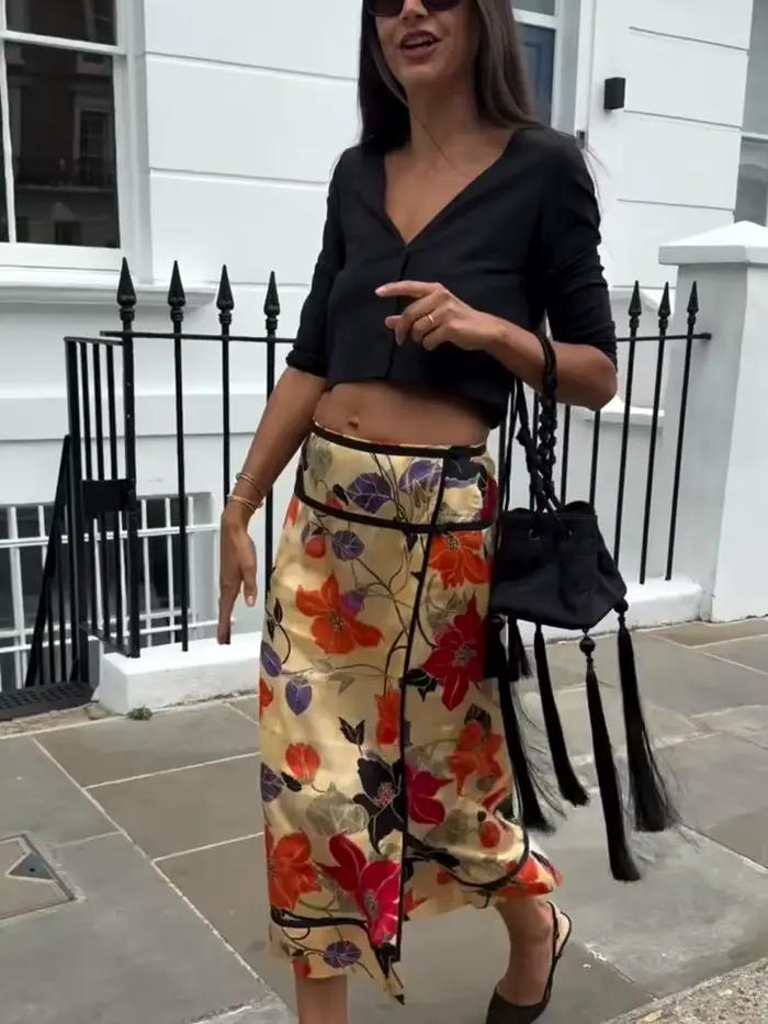Jupe asymétrique à volants pour femme