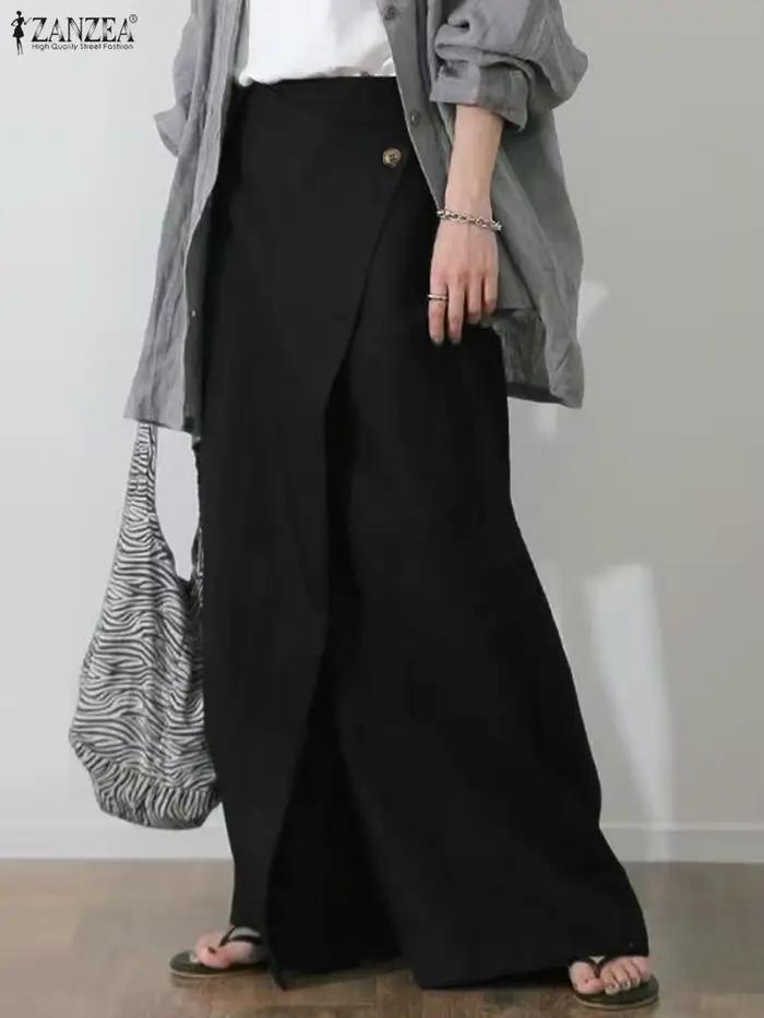 2025 ZANZEA femmes Vintage jupes pantalon couleur unie décontracté