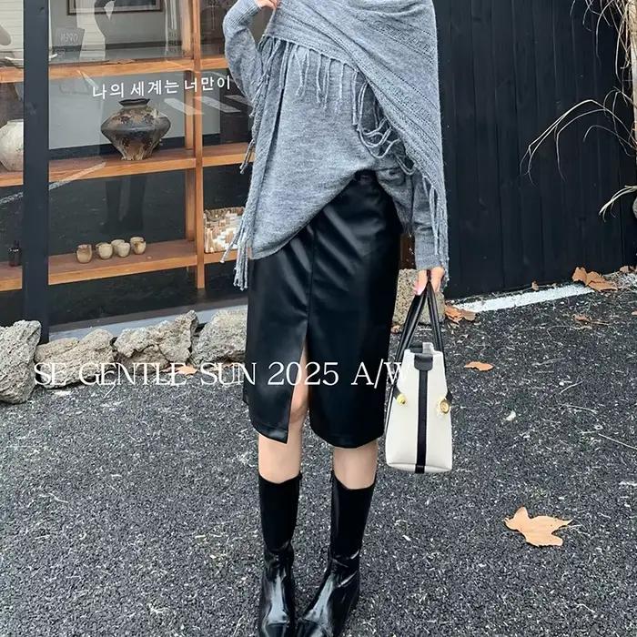 Jupe élégante en cuir taille haute