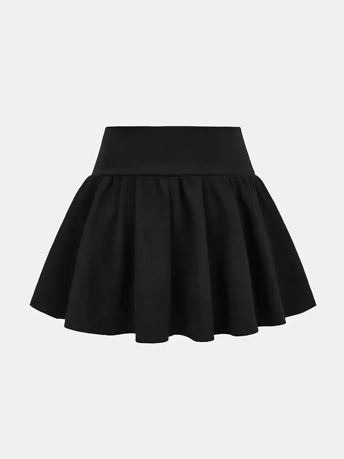 Jupe courte noire à volants pour filles, nouveau style d'été, design de jupe bouffante à taille haute, jupe à plusieurs niveaux de couleur unie polyvalente pour enfants, tissu léger et fluide, confort