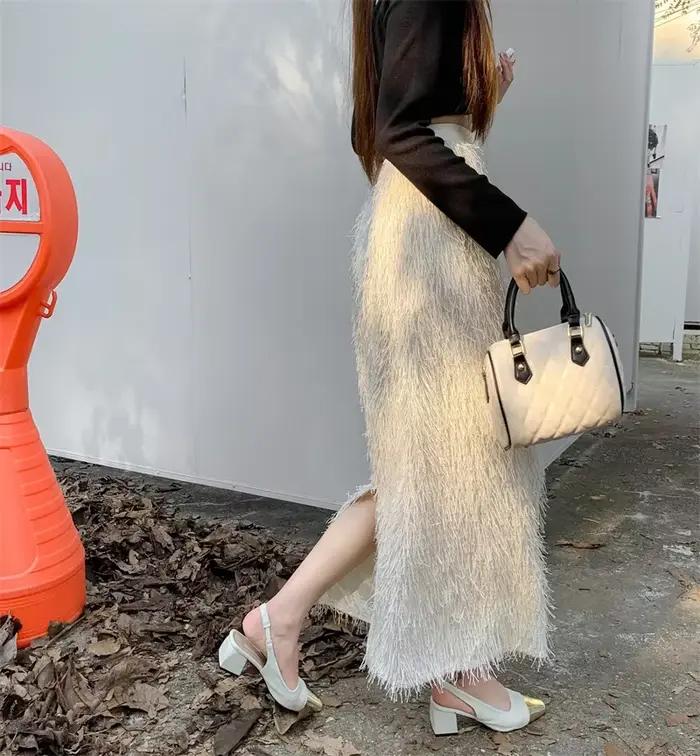 Jupe longue taille haute A-Line pour femme