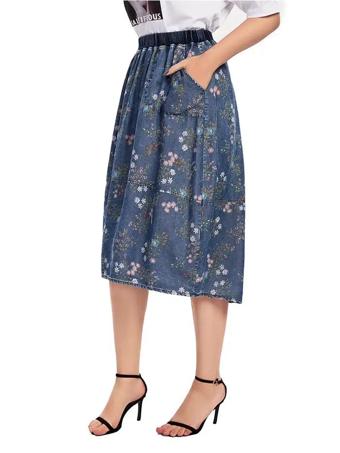 Jupe en jean décontractée grande taille pour femmes