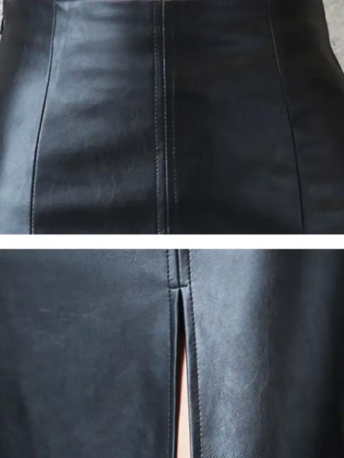 Jupe en cuir noir pour femmes