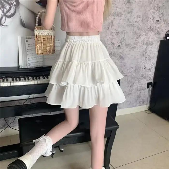Mini jupe à volants blancs pour femmes