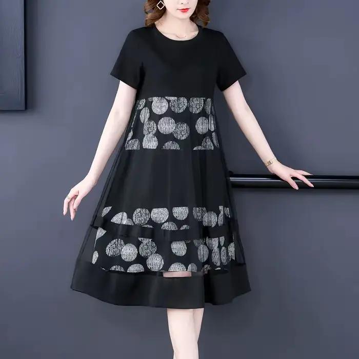 Robe imprimée à manches courtes pour femmes
