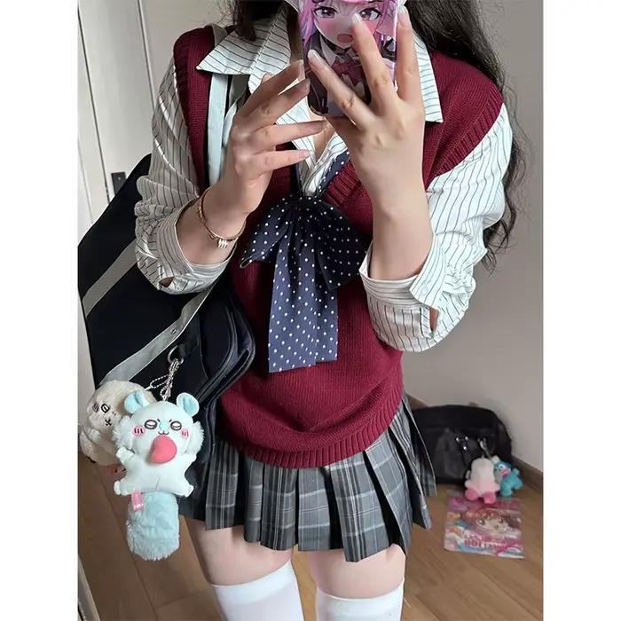 Nouvelle Mini-jupe Plissée Kawaii à Carreaux pour Femme, Style Lolita Cutecore avec Nœud, Taille Haute, Coupe Évasée, Style Harajuku Japonais JK, Été