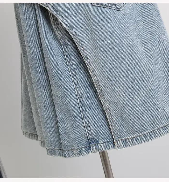 Nouvelle jupe en jean taille haute courte coupe trapèze été 2026