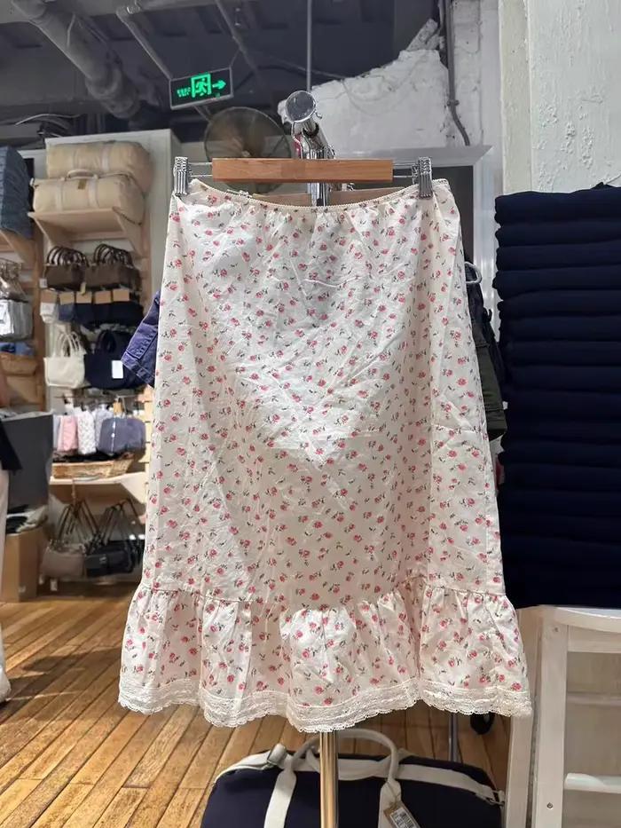 Jupes mi-longues à fleurs rouges pour femmes