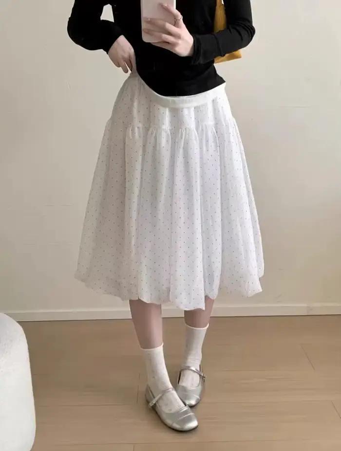 Jupe bouffante Sweet Wind à petits pois pour femme