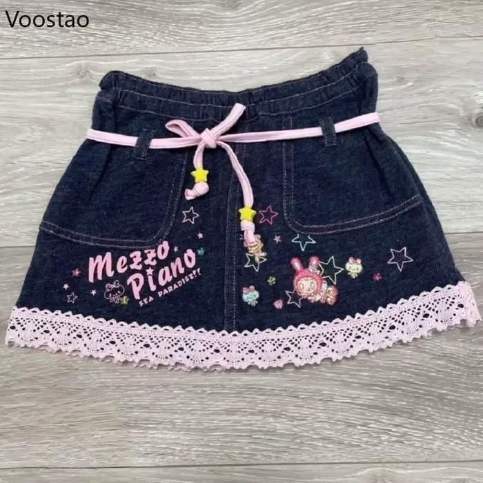 Jupe en jean Style Lolita japonais Kawaii pour femmes