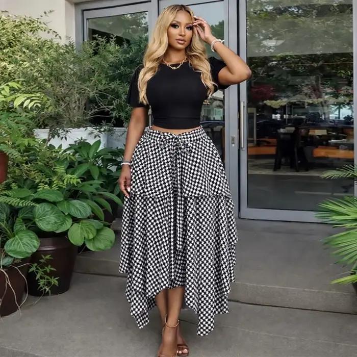 Nouvelle jupe africaine tendance à carreaux pour femme