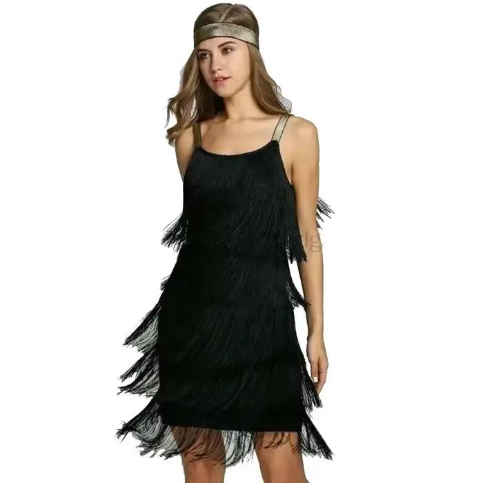 Robe courte à franges pour femme