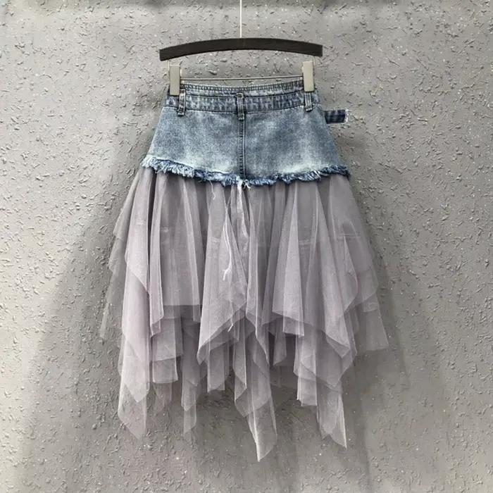 Jupe en jean taille haute pour femme
