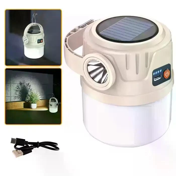 Lumière de Camping longue Endurance à énergie solaire, Supports de charge de Type C, lumière de tente Portable d'extérieur, crochet de lumière de secours