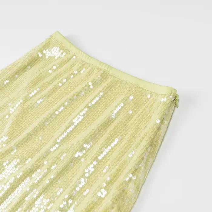 Mini-jupe brillante à sequins pour femme