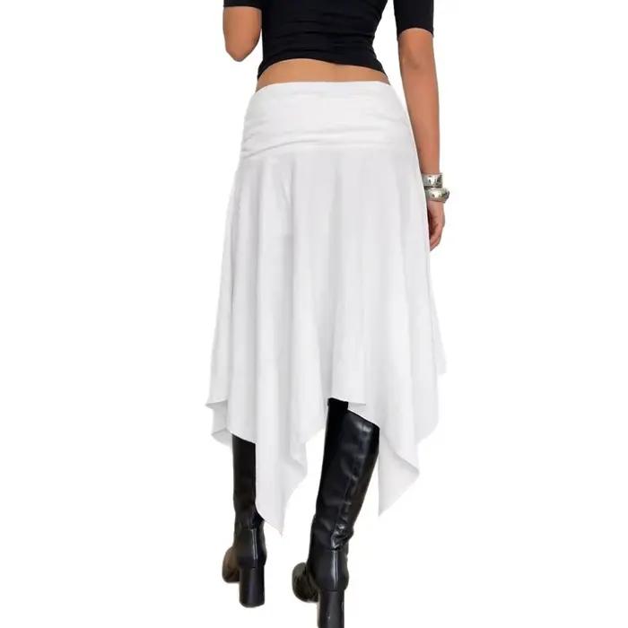 Jupe midi rétro Y2K asymétrique style bohème polyvalente simple nouvelle collection été en coton tricoté décontractée