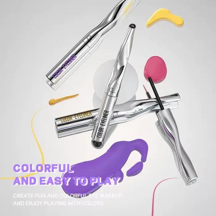 Eyeliner coloré liquide imperméable mat nacré liquide Eyeliner stylo longue durée vert jaune violet bleu blanc Eye Liner