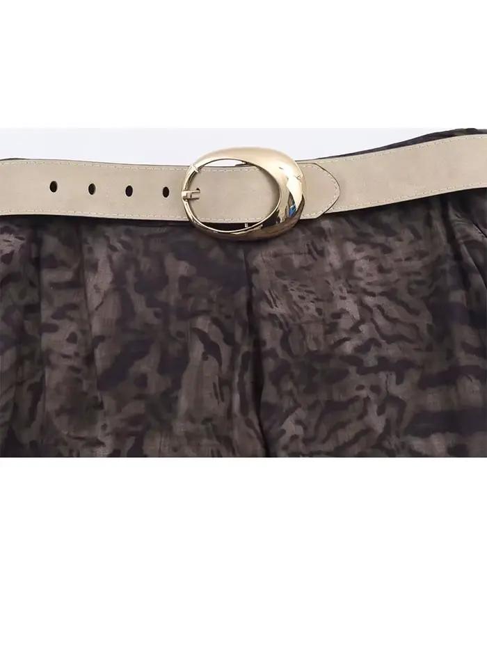 HH femme été fête mince jupe longue nouvelle mode fermeture éclair impression ceinture décoration décontracté