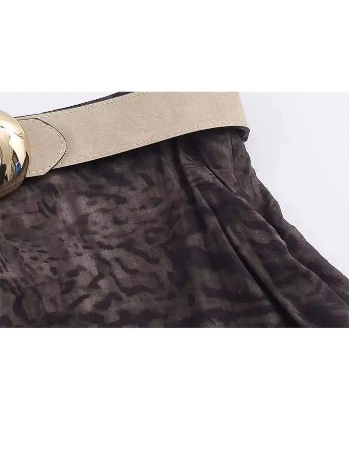 HH femme été fête mince jupe longue nouvelle mode fermeture éclair impression ceinture décoration décontracté
