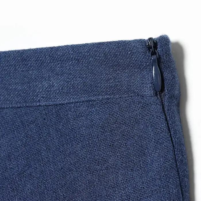 Nouvelle Collection Printemps-Été 2026 : Jupes Longues Plissées Vintage Bleu Marine en Lin pour Femme – Élégance et Qualité Supérieure pour le Bureau