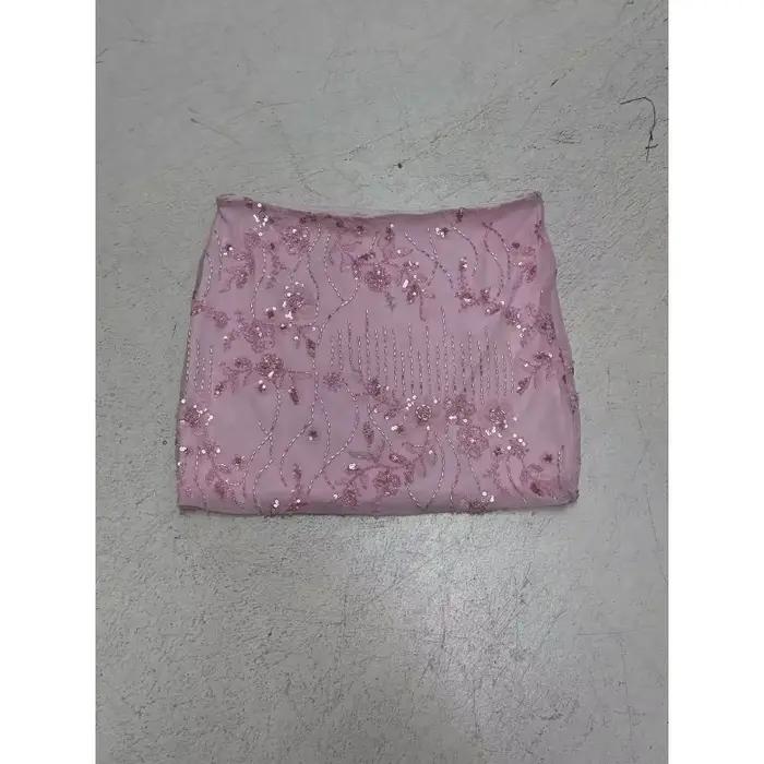 Jupe courte en maille à paillettes et perles pour femmes, jupe douce et épicée